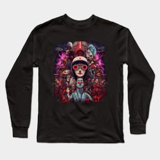 Comic-Style: AI Cyborg Robot Skull and the Apocalypse - Cyberpunk Long Sleeve T-Shirt